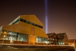 Building 128, with 9/11 Tribute Lights, 2015
